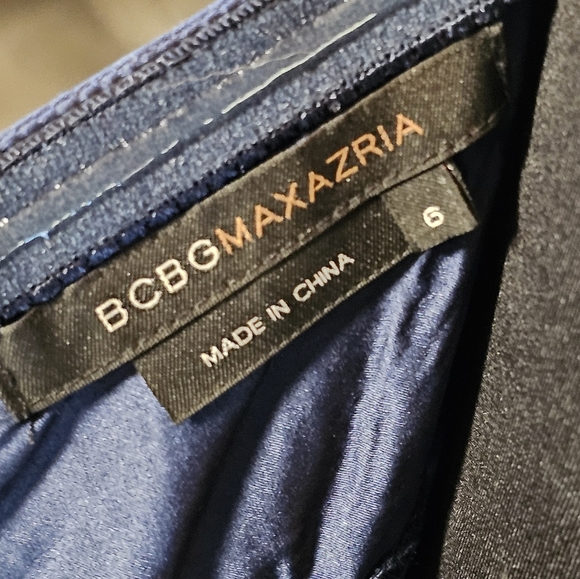 [BCBG MAXAZRIA] Navy Blue Silk SequinBeaded Babydoll Mini Dress 《6》 - Picture 9 of 16